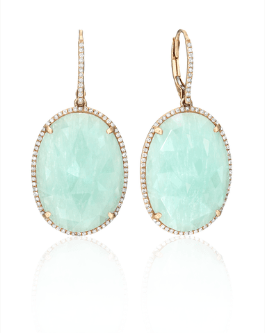 Amazonite diamond rose gold earrings