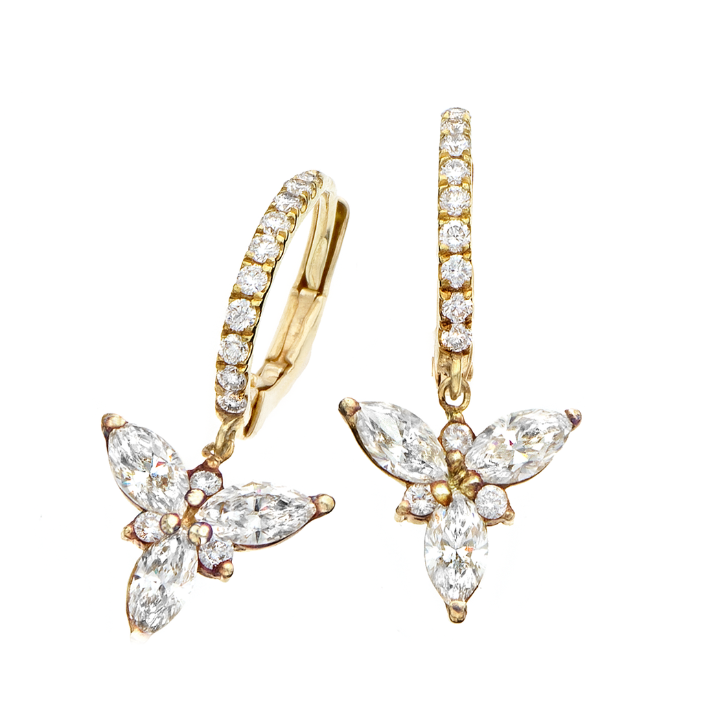 18k Gold and Diamond Petite Bishop Hook Earring