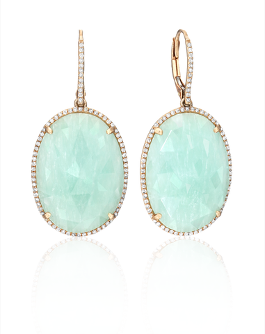 Amazonite, Diamond & 14k Rose Gold Earrings