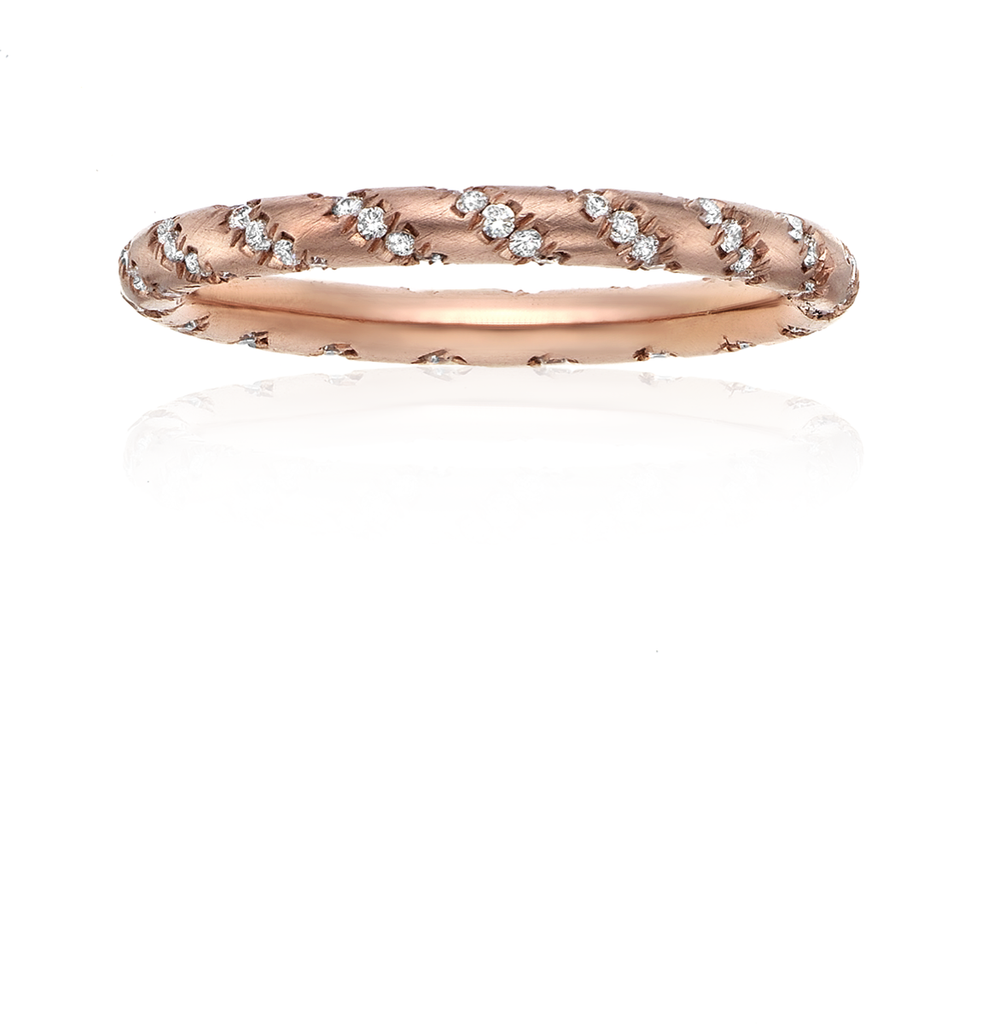 18k Pink Gold & Diamond Rope Ring