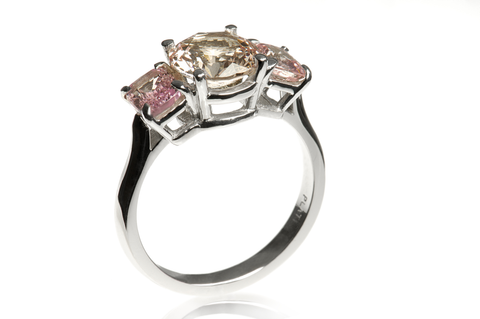 Natural, Untreated Padparadscha Sapphire and Platinum Ring